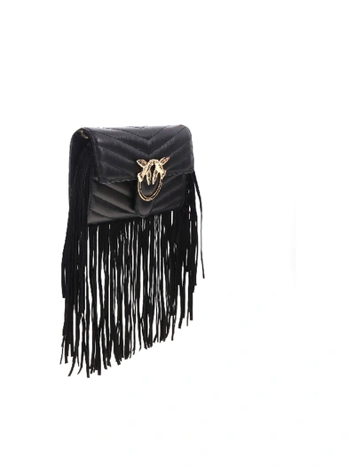 Shop Pinko Love Wallet Fringes In Black