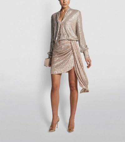 Shop Jonathan Simkhai Sequin-embellished Draped Skirt