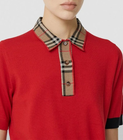 Shop Burberry Icon Trim Polo Shirt