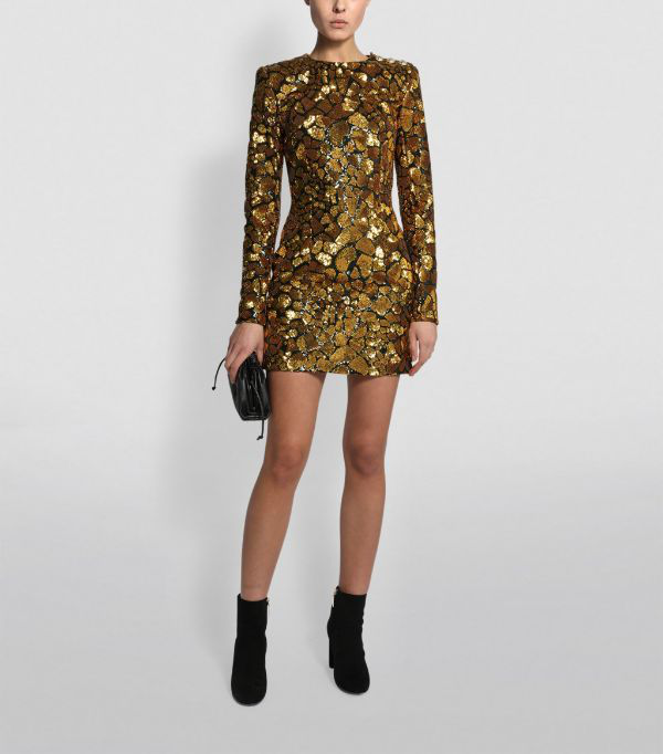 glowing moment rhinestone crepe mini dress