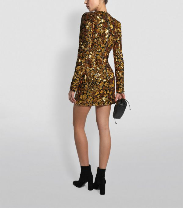 glowing moment rhinestone crepe mini dress