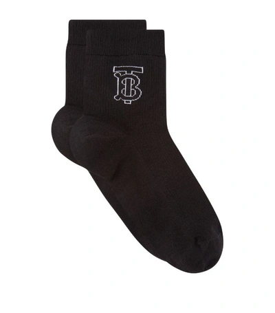 Shop Burberry Ribbed Logo Ankle Socks