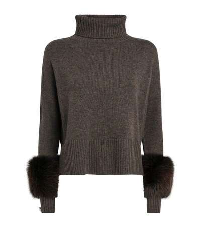 Shop Izaak Azanei Fox-trim Rollneck Sweater
