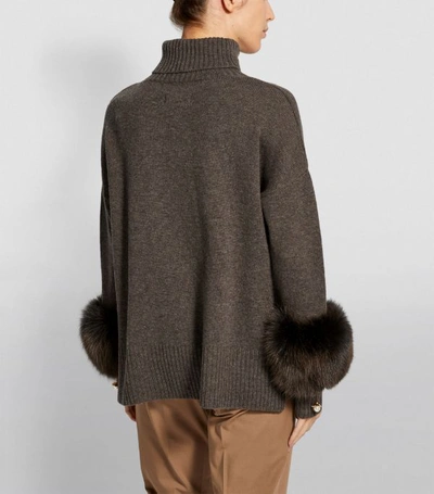 Shop Izaak Azanei Fox-trim Rollneck Sweater