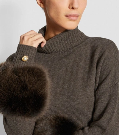 Shop Izaak Azanei Fox-trim Rollneck Sweater