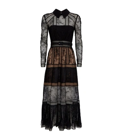 Shop Self-portrait Belted Lace Midi Dress