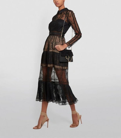 Shop Self-portrait Belted Lace Midi Dress