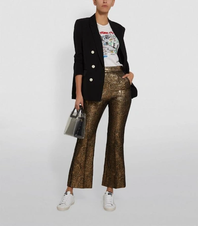 Shop Sandro Metallic Floral-embroidered Trousers