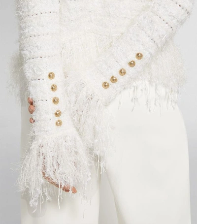 Shop Balmain Fringed Tweed Jacket