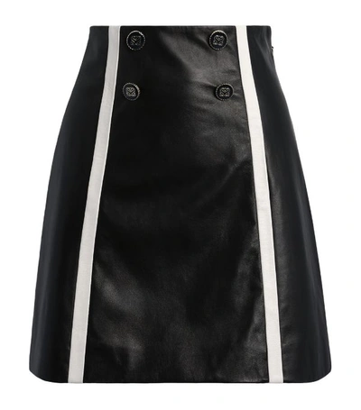 Shop Sandro Leather Contrast-stripe Mini Skirt