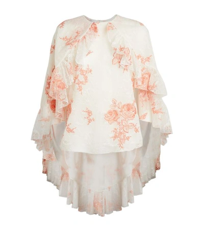 Shop Giambattista Valli Floral Lace Cape Blouse