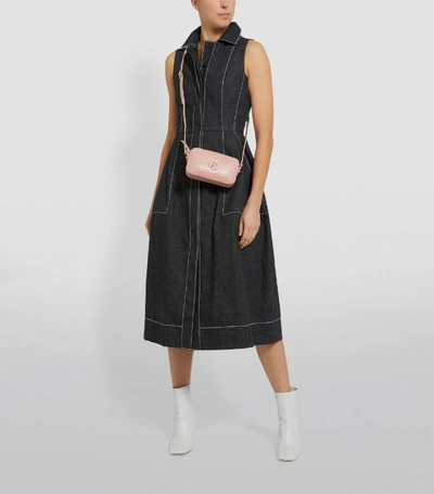 Shop Akris Contrast-stitch Denim Midi Dress