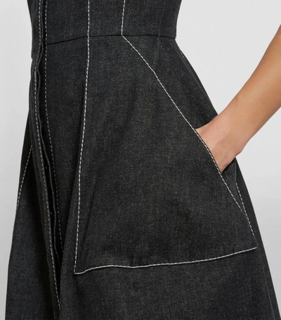 Shop Akris Contrast-stitch Denim Midi Dress