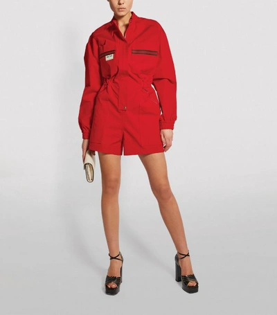 Shop Gucci Embroidered Cotton Playsuit