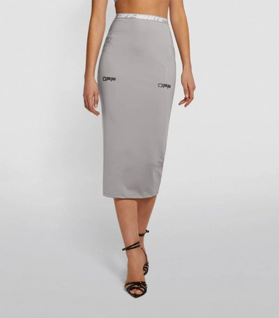 Shop Off-white Stretchy Logo Pencil Skirt