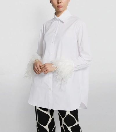 Shop Valentino Poplin Shirt With Feather Cuffs