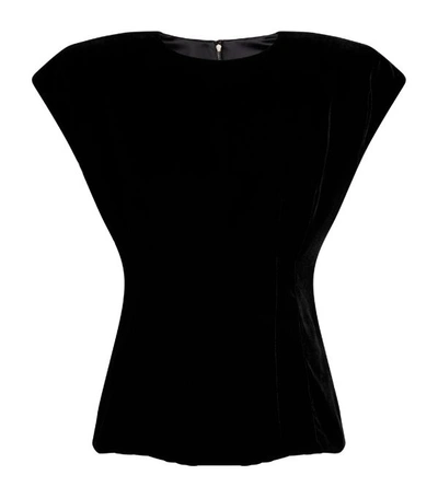 Shop Dolce & Gabbana Velvet Padded Shoulder Top