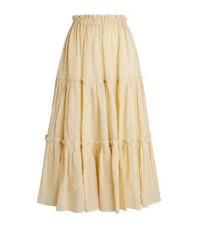 Shop Lisa Marie Fernandez Ruffled Midi Skirt