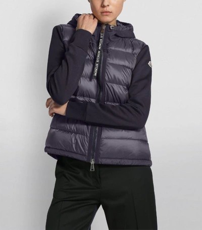Shop Moncler Quilted Zip-up Hooded Cardigan