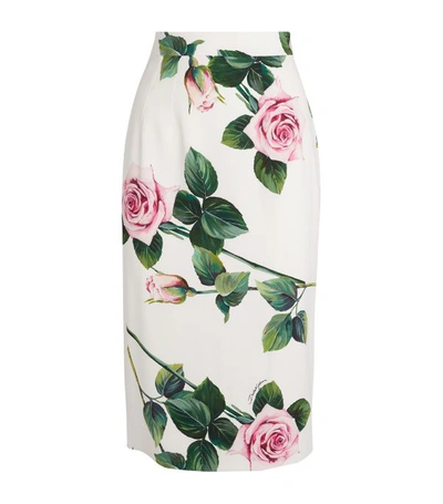 Shop Dolce & Gabbana Tropical Rose-print Skirt