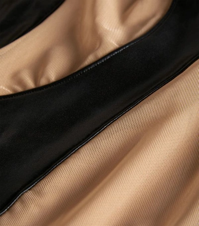 Shop Norma Kamali Leather-look Mesh Mio Swimsuit