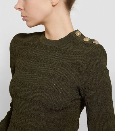 Shop Balmain Button-embellished Knit Sweater