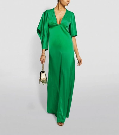 Shop Victoria Beckham Satin Plunge Maxi Dress