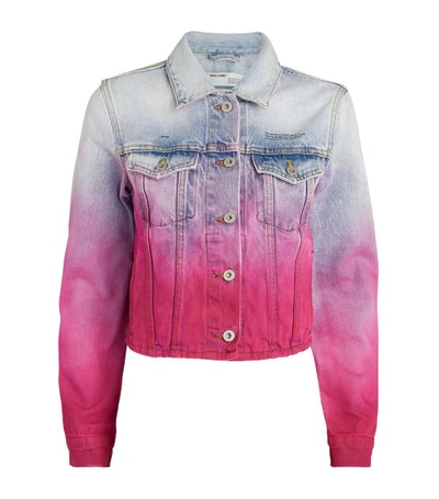 Shop Off-white Dégradé Cropped Denim Jacket