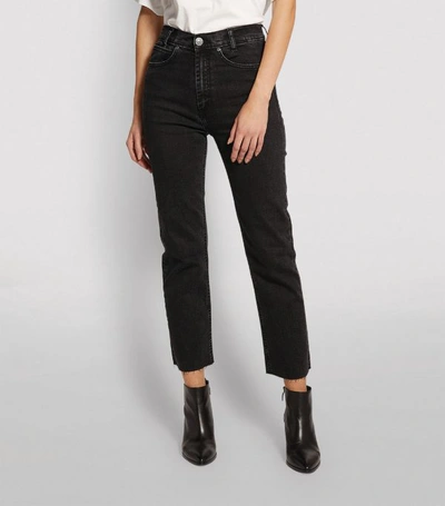 Shop Sandro Cropped Raw-hem Jeans In Blue