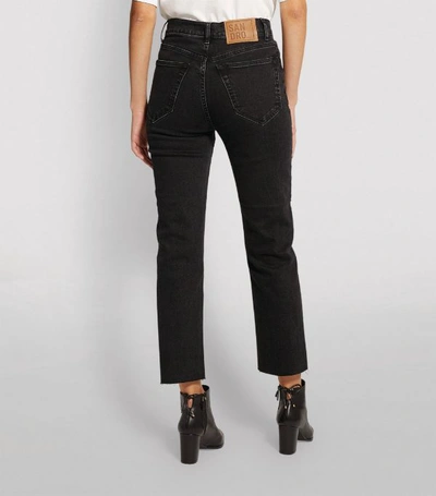 Shop Sandro Cropped Raw-hem Jeans In Blue