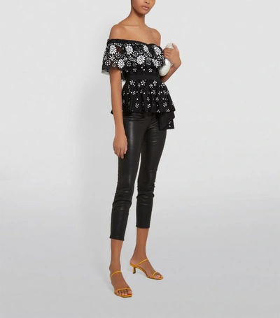 Shop Self-portrait Off-the-shoulder Sequin Top