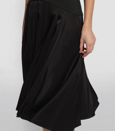 Shop Victoria Beckham Contrast-panel Pleated Midi Skirt