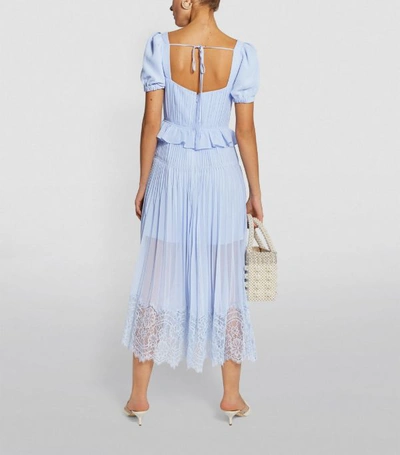 Shop Self-portrait Pleated Chiffon Midi Dress