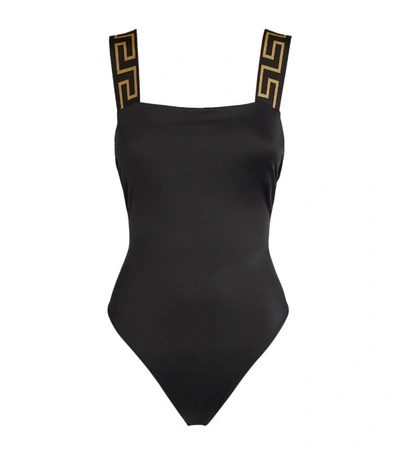 Shop Versace Greca Trim Swimsuit
