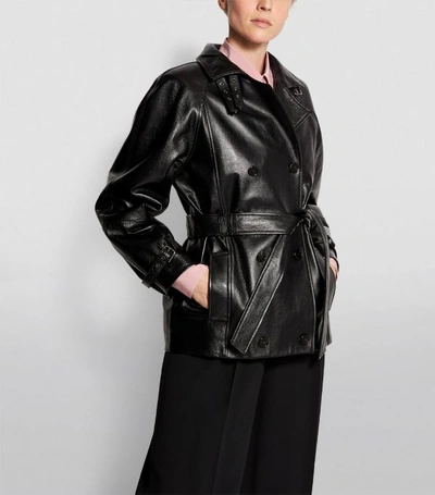 Shop Dolce & Gabbana Belted Leather Jacket