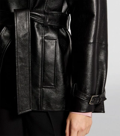 Shop Dolce & Gabbana Belted Leather Jacket