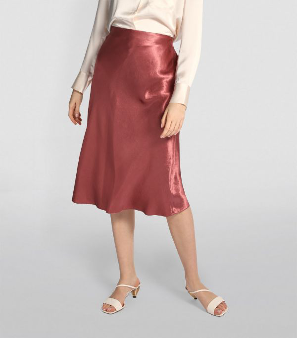 vince satin slip midi skirt