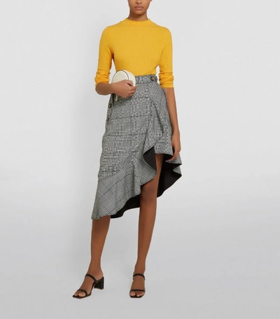 Shop Self-portrait Check Flounce Midi Skirt