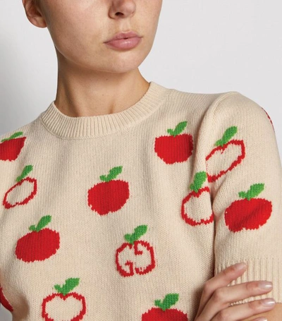 Shop Gucci Gg Apple Print Wool Top