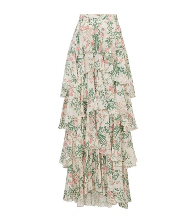 Shop Giambattista Valli Silk Floral Skirt