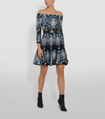 Shop Alexander Mcqueen Crystal Jacquard Off-the-shoulder Dress