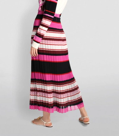 Shop Valentino Stripe Pleated Skirt