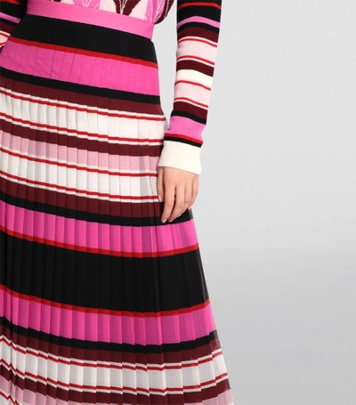 Shop Valentino Stripe Pleated Skirt