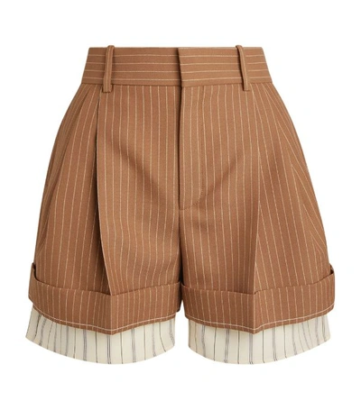Shop Chloé Wool Pinstripe Tailored Shorts