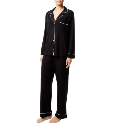 Shop Eberjey Gisele Long Piped Pyjama Set In Black