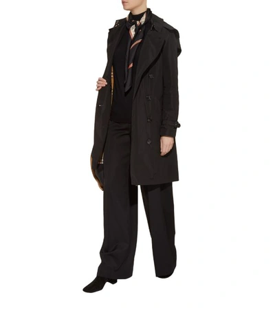 Shop Burberry Detachable Hood Taffeta Trench Coat