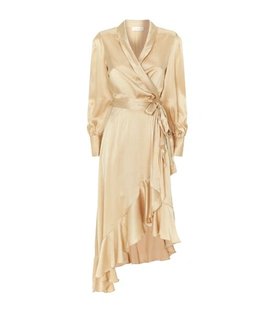 Shop Zimmermann Silk Super Eight Wrap Midi Dress