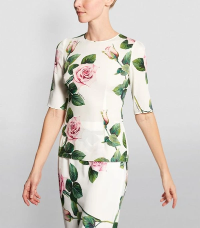 Shop Dolce & Gabbana Tropical Rose-print Blouse