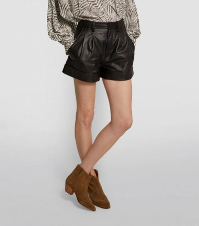 Shop Isabel Marant Étoile Leather Abot High-rise Shorts