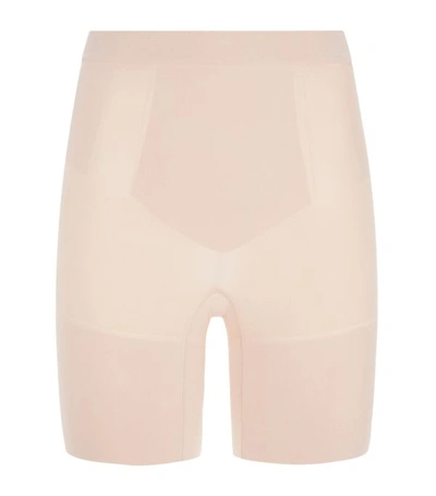 Shop Spanx Oncore Mid-thigh Shorts In Soft Nude